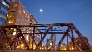 Downtown bridge moon