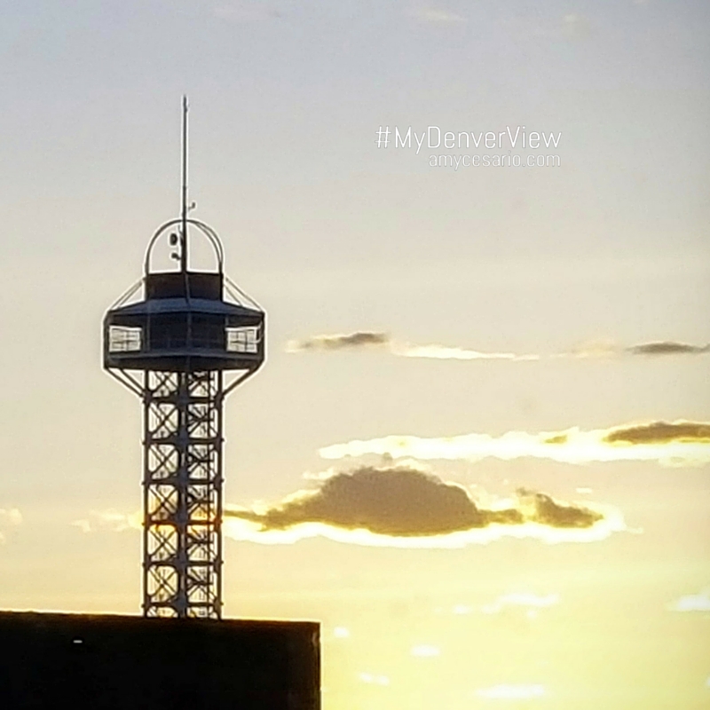 Elitch Gardens Tower in the sunset